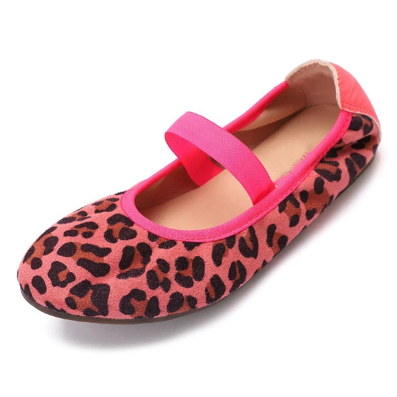 

2022 New fashion Korean style children soft sole leather shoes leopard velvet upper slip-on shoes for kids girls, Pink/silver as picture