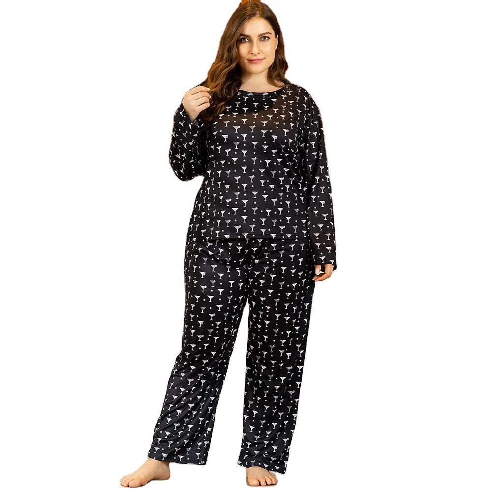 

2021 New Design Luxury Pajamas Women Long Sleeve Two Piece Pajamas Apparel All Sizes Plus Size Women's Sleepwear