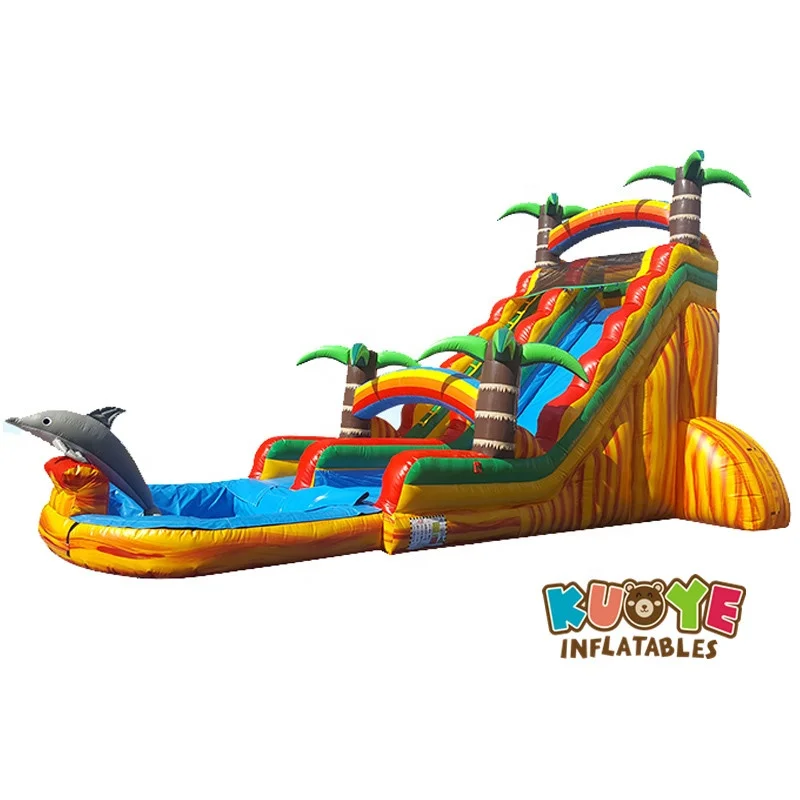 

2019 Hot selling drop kick water slides inflatable giant free fall slide