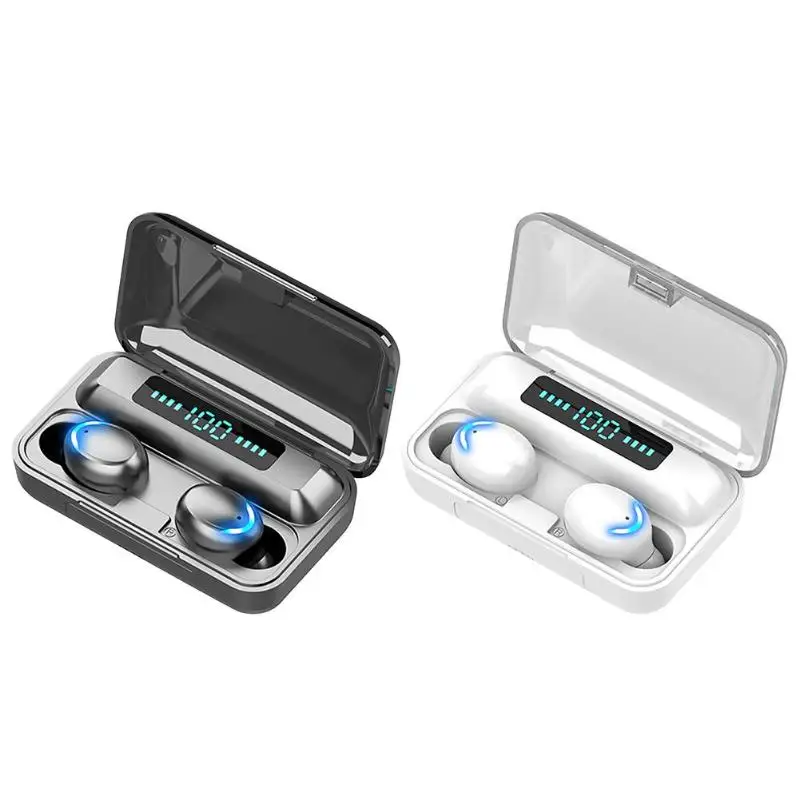 

F9 2020 Amazon Hot sale 8D 9D IPX5 IPX7 TWS 5.0 True Wireless Stereo Bluetooth powerbank headphone Headset Earbuds Earphone, White