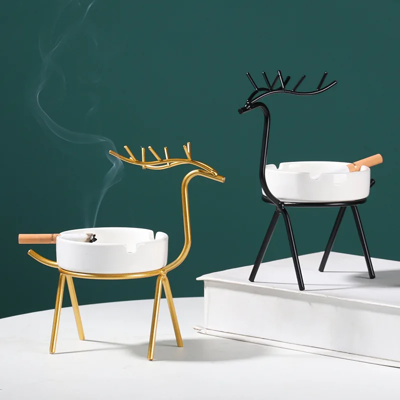 

Creative Fawn/Peacock Stand + Round Ceramic Ashtray, Picture