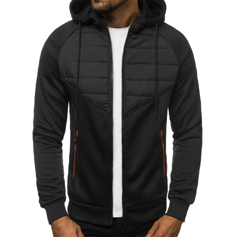 

OEM Custom Made Sublimation Logo Man High Quality Hooded Jackets Supplier Black Drawstring Zipper Up Men's Hoodies, Custom accept