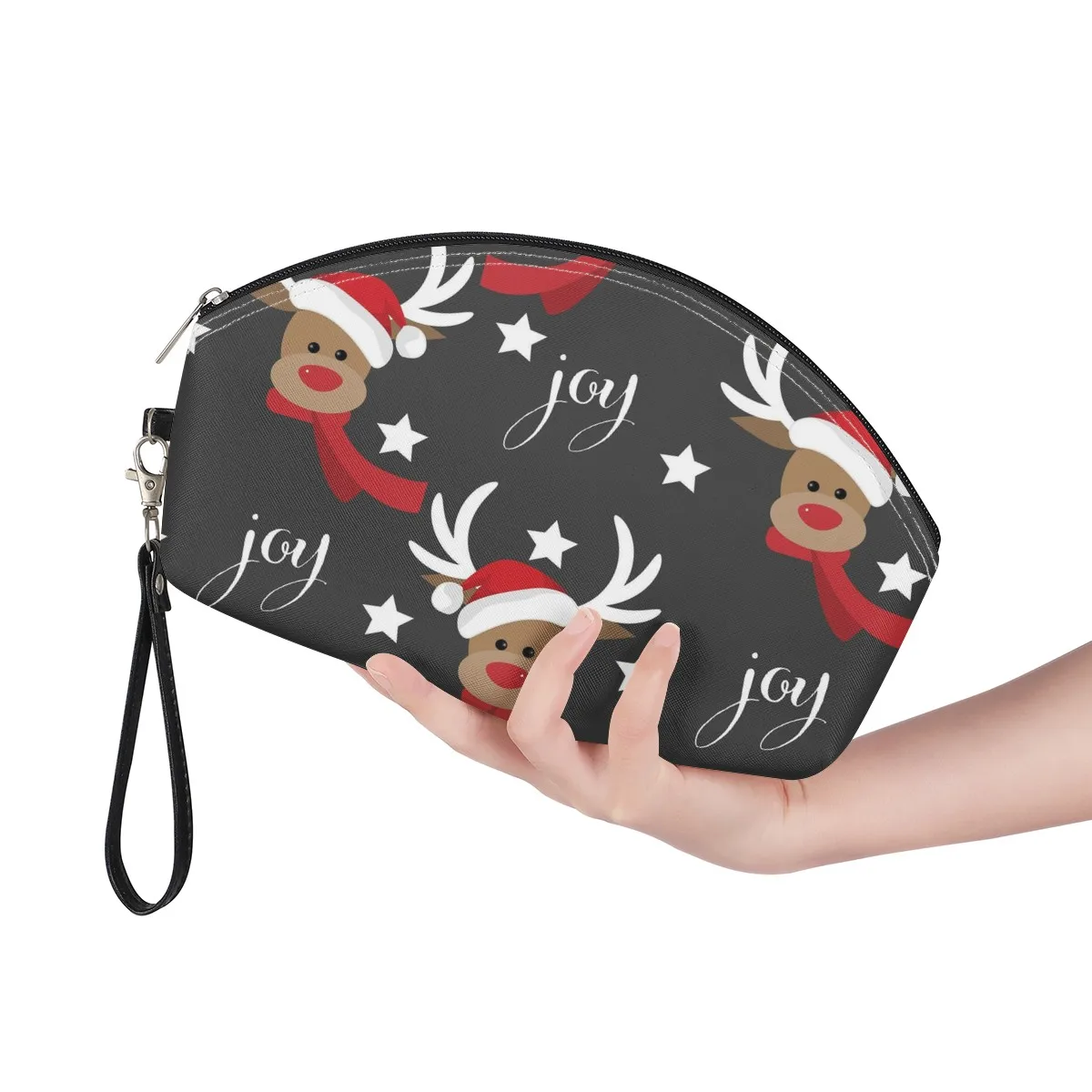 

Christmas series elk doll super mini cosmetic bag has 4 compartments for cosmetics and cash. Welcome to customize pictures, Support printing any colors you want