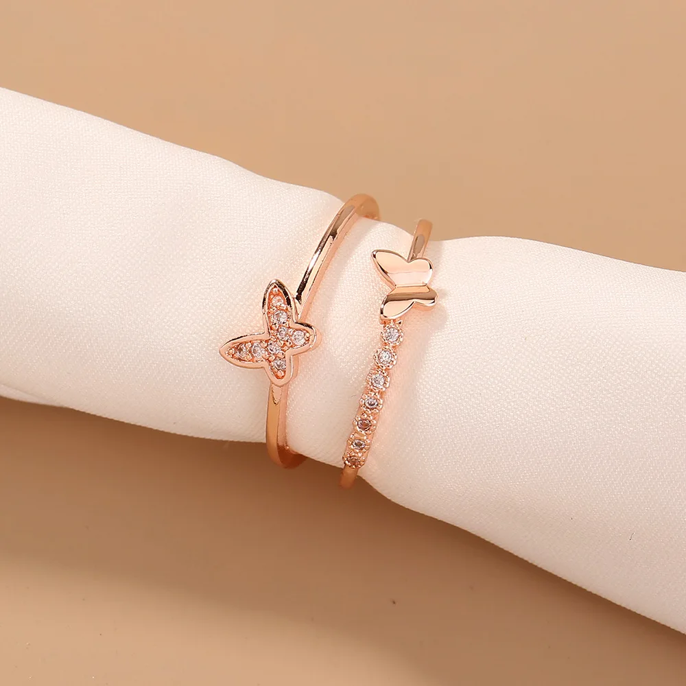 

fashion women ring copper Gold plated ring butterfly adjustable ring
