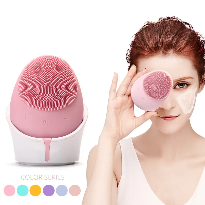 

Mini Electric Facial Cleansing Brush Silicone Sonic Vibration Cleaner Deep Pore Cleaning Skin Massage Face Brush Face Clean, Rose,pink, blue,purple