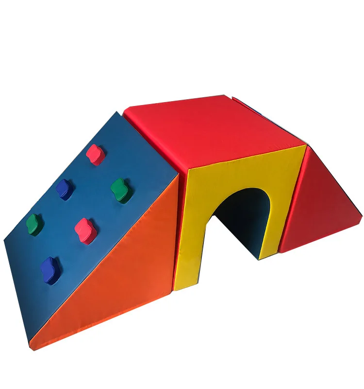 

Latest design children outdoor playground equipment daycare outdoor play equipment for kids, Red, blue, yellow or customized soft climber set, soft tunnel set