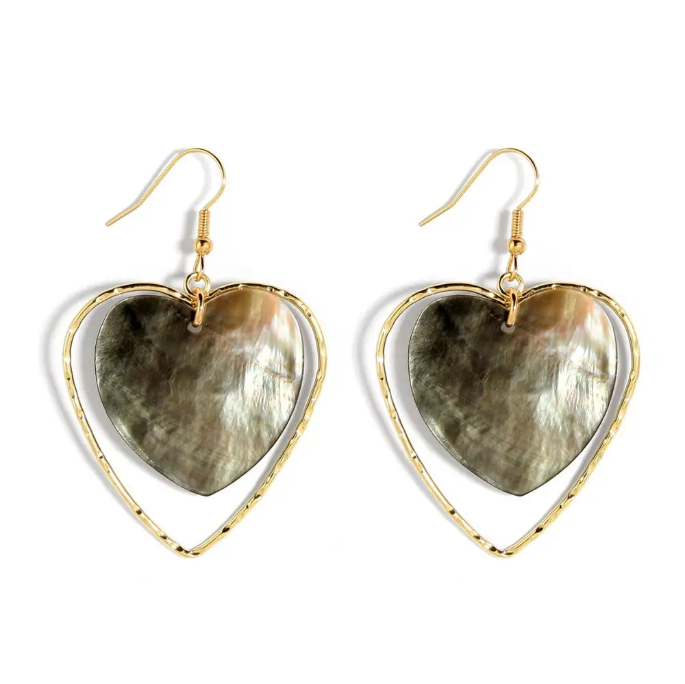 

Latest new jewelry 2023 18k gold plated heart design hawaii shell flower earnings jewelry women earrings