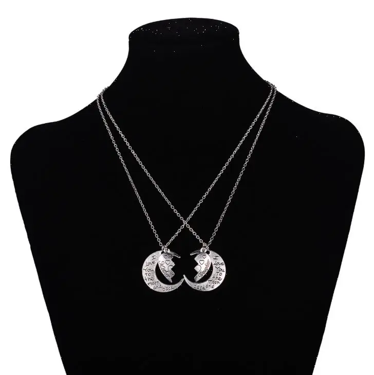 

Factory Direct I Love You to the Moon And Back Mother Daughter Moon Heart Necklace