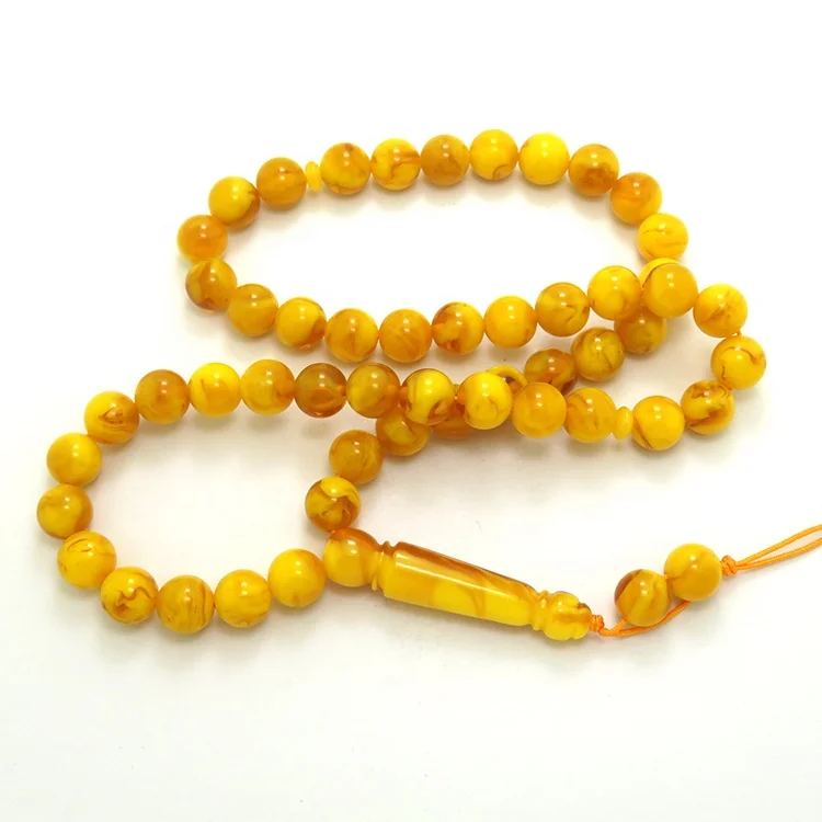 

China wholesale resin amber color Muslim amber rosary prayer beads tesbih for women as gift, Picture shows