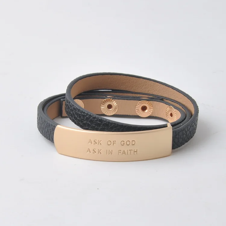 

Ask of God Wrap Leather Bracelet Ask in Faith Wrap Bracelet, Gold, rhodium