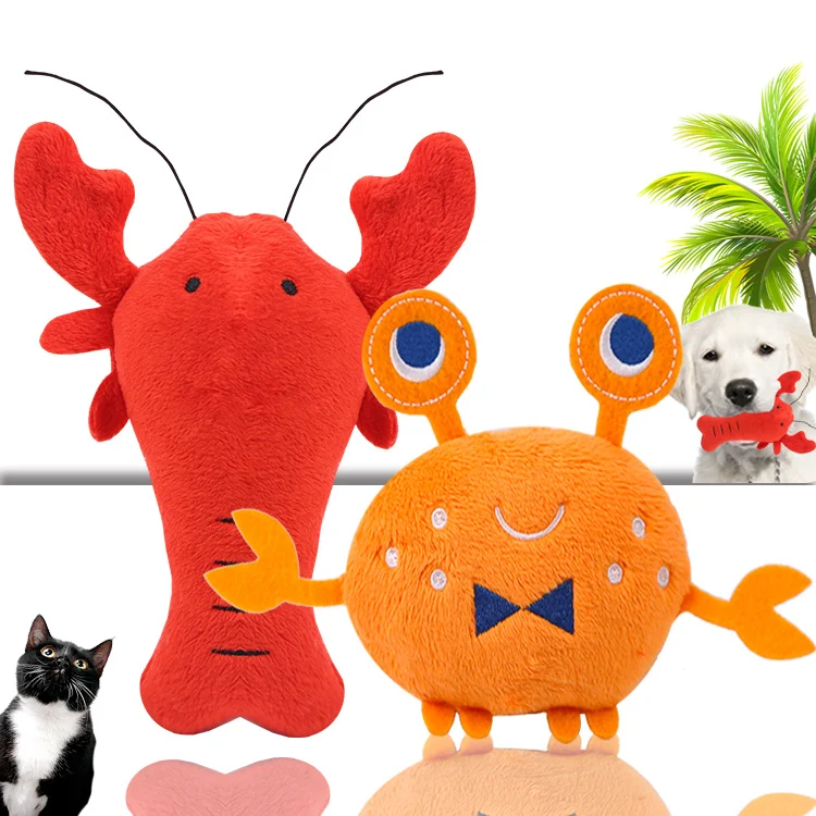 

Pet Voice Plush Toys Animals Costume Dog Pet Cat Dog Products Wholesale Fur Shrimp Crab Plush Interactive Toys Wool for REPTILES