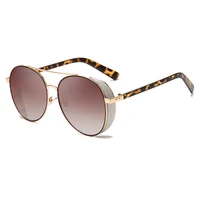 

Ladies stylish shiny round frame metallic decorative sunglasses