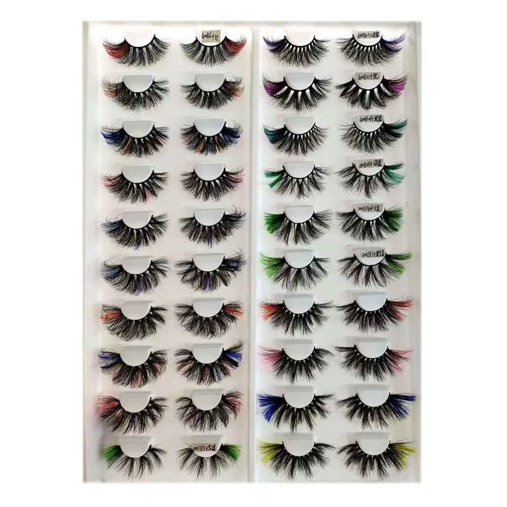 

Colorful 25mm eyelashes 3D Mink Private Label Lashes3d colored 25mm Mink Eyelashes strips Vendor