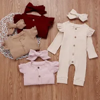 

Newborn baby bodysuit clothes blank ribbed cotton onsie Romper OEM plain baby bodysuit wholesale