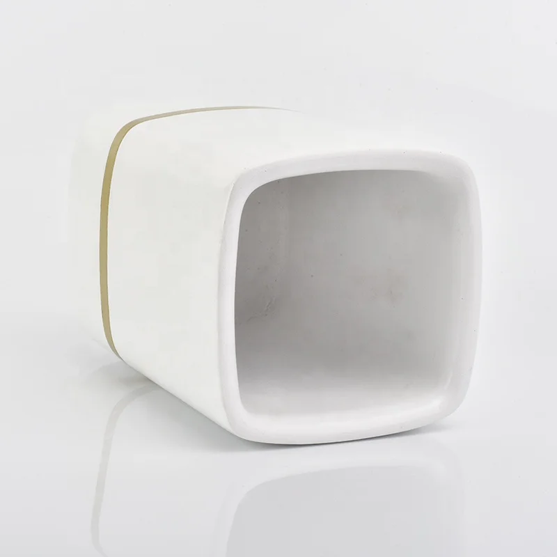 Square white glazed custom ceramic candle containers votive scented candle holders wedding decor