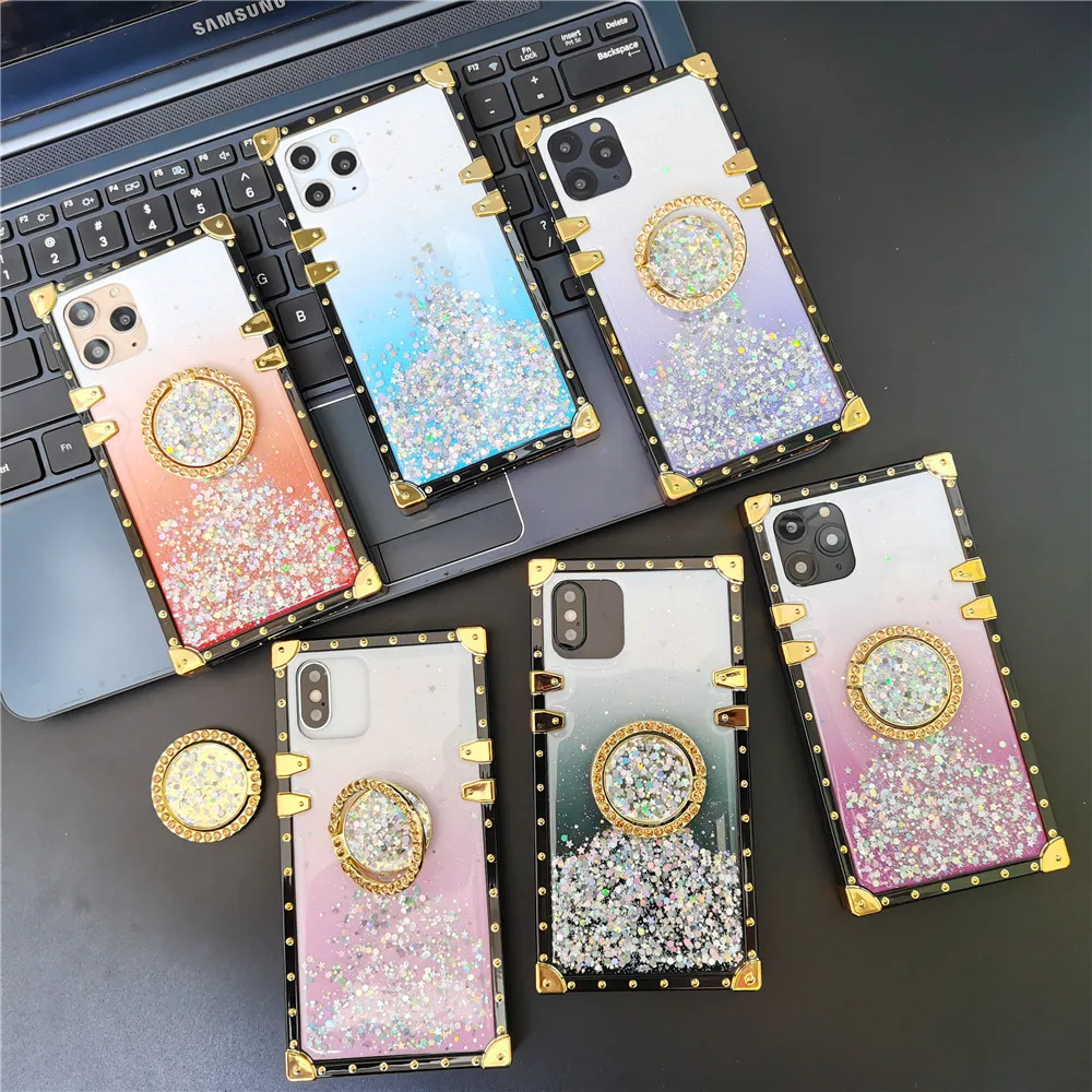 

Luxury Bling Glitter Star Square Cover Gradient Case For Samsung A72 A52 A32 A50 A51 A71 A21S A10S A42 A20S A31 A70 A81 A81 A12
