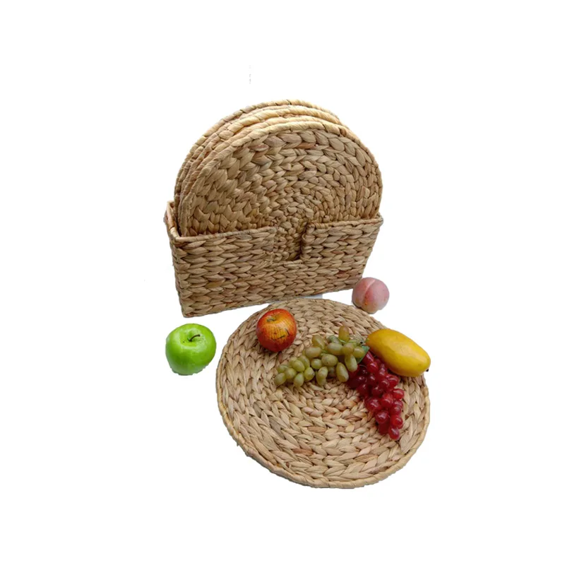 

Customized braided 4 pack water hyacinth uk natural weave 6 pack mats woven round placemats