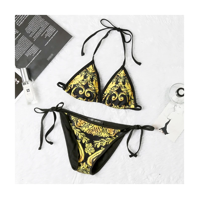 

designer swimsuits famous brands with hat 2021 OEM famous brands roupa de banho sexy girl bikini versaceeing, Solid