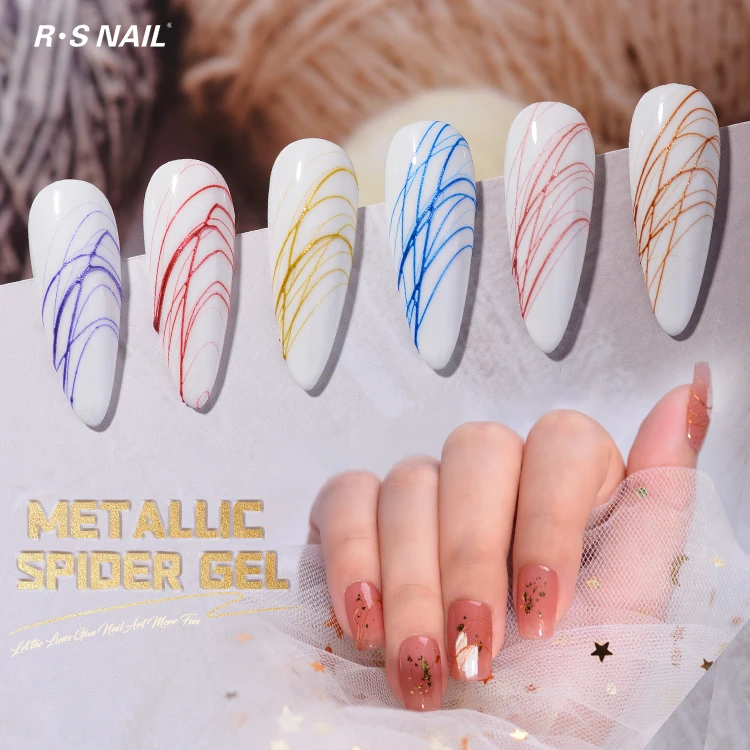 

metallic spider gel nail art color flash drawing 3d elastic wiredraw uv metallic platinum disco spider gel