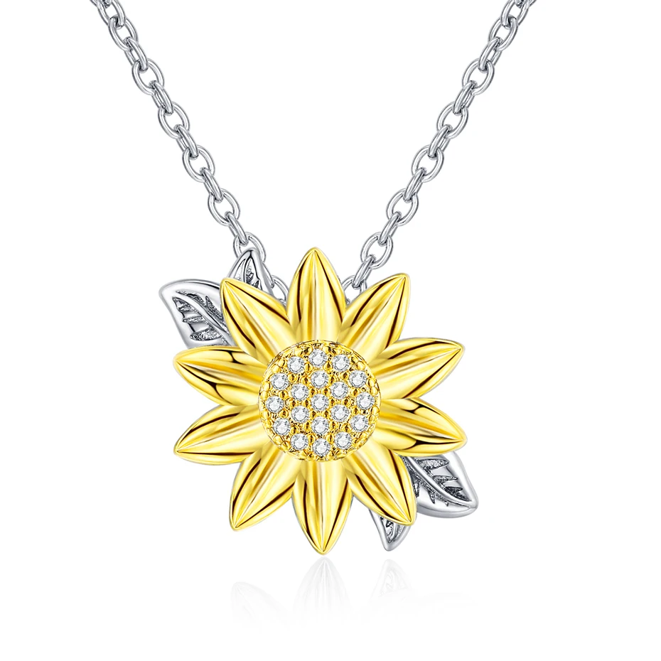 

Rose Valley Sunflower Necklace Hot Selling Jewelry Pendant Gold plated Two Tone Jewel Fashion Gift For Lover YN028