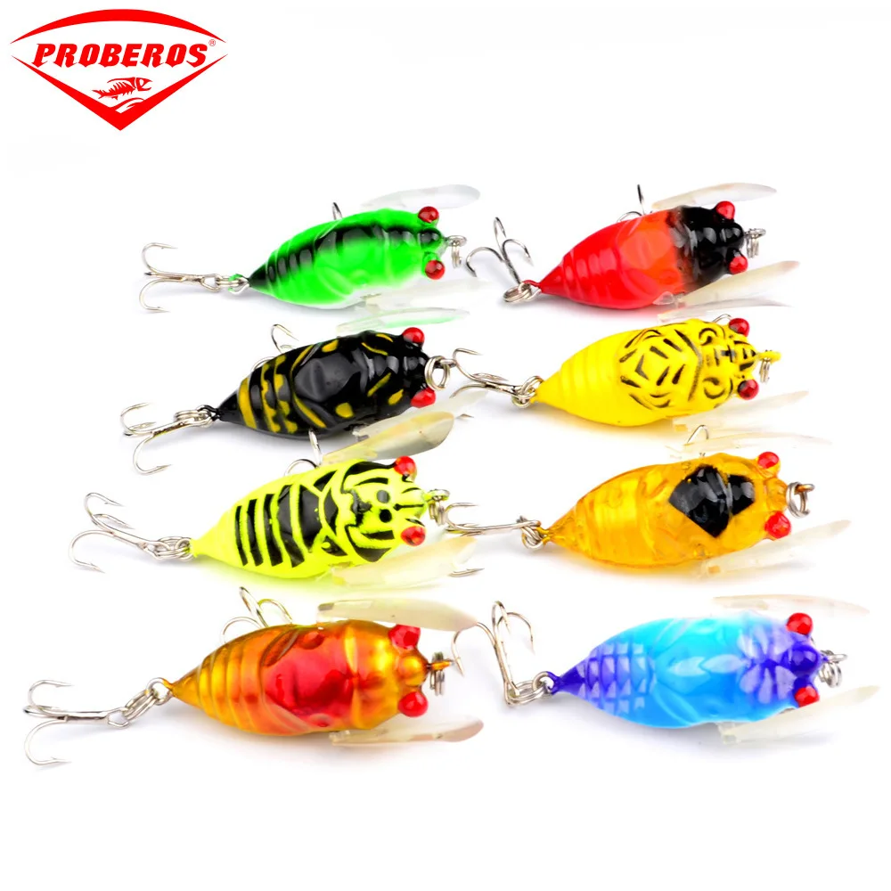 

40mm/6g Artificial Insects Fishing Lures Plastic Hard Bait Top-water Wobbler Floating Bass Cicada Peche Popper Fishing Tackle