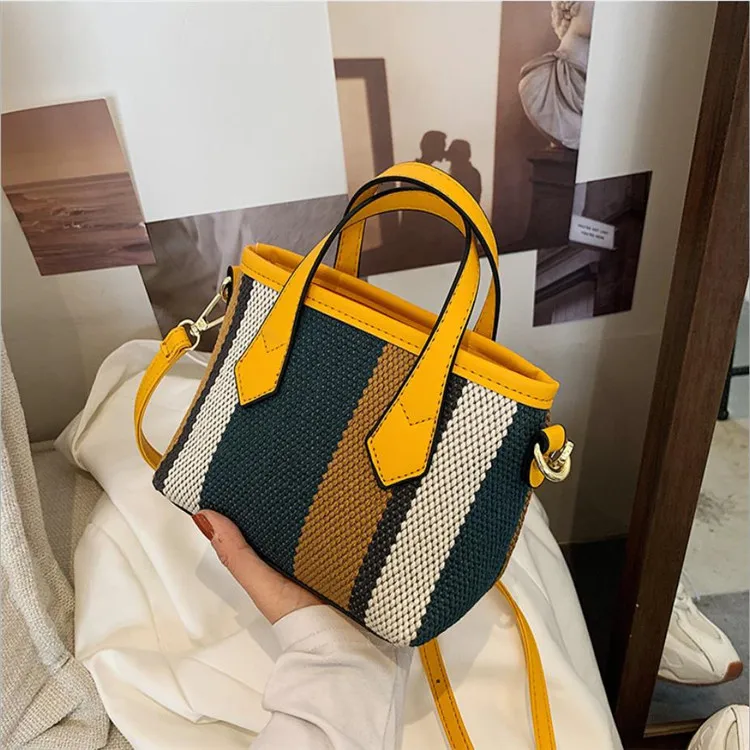 

Canvas bag new fashion cross-body bag carrying bucket bag, Yellow, green, blue, black, coffee