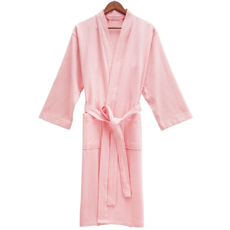 

Five star hotel household cotton summer thin long waffle gem lattice men's and women's robes bathrobes