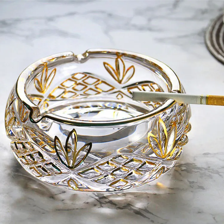 

Luxury Design Round Phnom Penh Crystal Glass Ashtray Home Office Ashtray Candle Holder, Picture