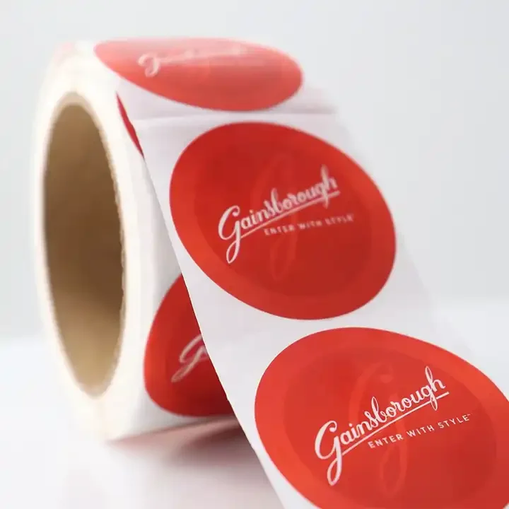 

Custom Logo Sticker Label Printing Waterproof Roll Synthetic Paper Adhesive Round Logo Sticker