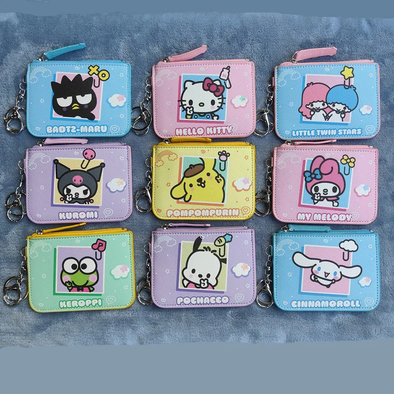 

Wholesale Cute Cartoon Sanrio KT Wallet Zipper Kulomi Melody Cinnamoroll PU Coin Sanrio Purse