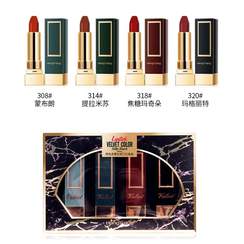 

H9414A 4 Colors Matte Longlasting Lipstick Wholesale Cosmetics Lips Sexy Lipstick HengFang Beauty Gift
