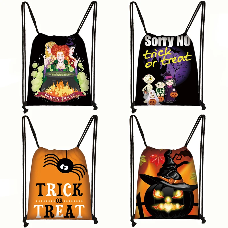 

Halloween Printed Polyester Drawstring Bag Backpack Print Double Shoulder Backpack Travel Bag Shopping Bags Kids Cartoon Bookbag, Customized color