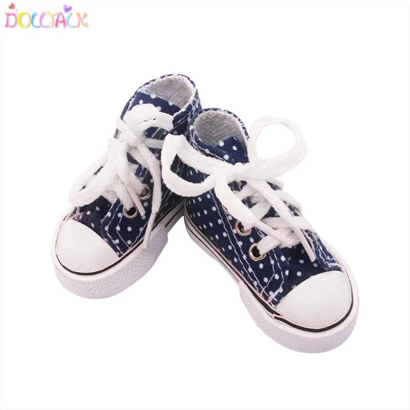 
Factory Direct BJD 7.5 CM Doll Shoes Classic Sneakers Yellow Lace Spotted Canvas Casual Shoes Doll Shoes 
