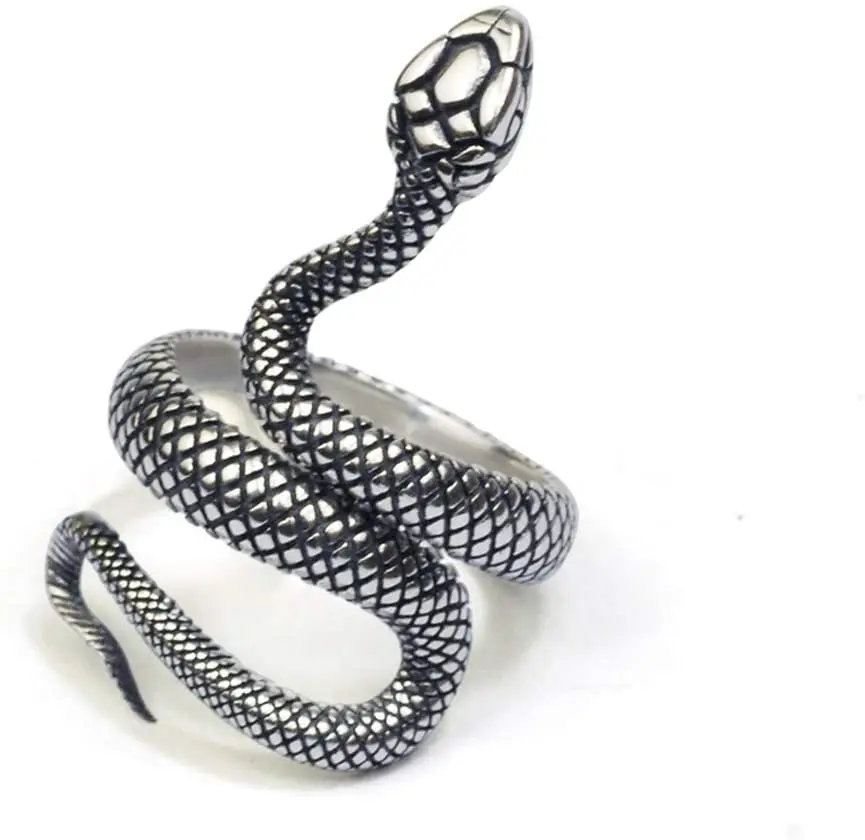 

Vintage Silver Lacquer Rings Fashion Animal Snake Rings for Women Vintage Jewelry Rings for Men Adjustable Size