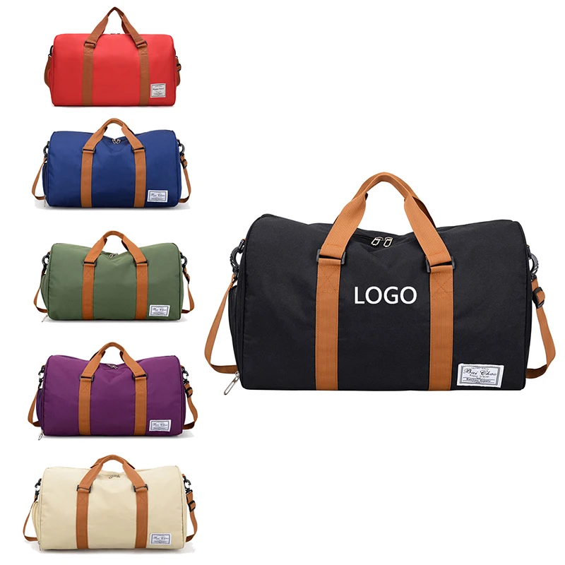 

New custom logo Dry Wet Separated Sport Duffel bag women men travel waterproof big capacity pink gym bag