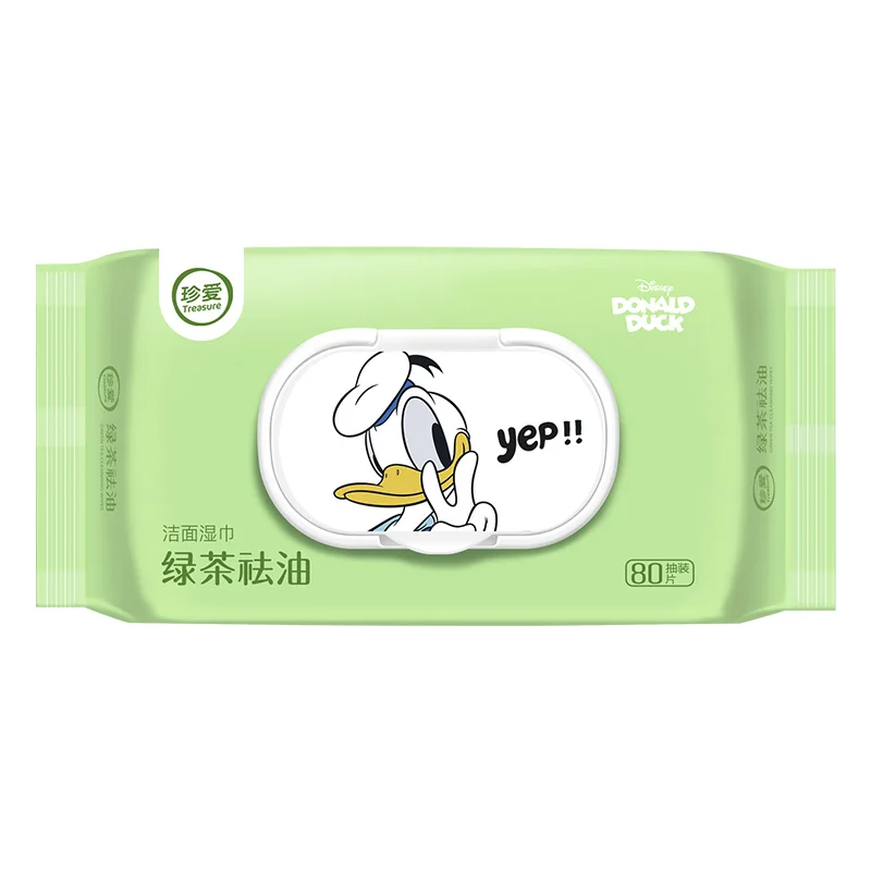 

Treasure X Disney Face Cleansing Wipes Green Tea Makeup Remover Face Wipes