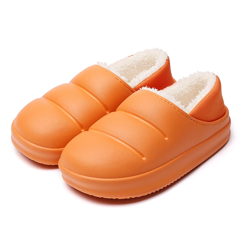 

New faddish design winter EVA waterproof and warm plush slippers soft and women lightweight fur slides slippers, Picture