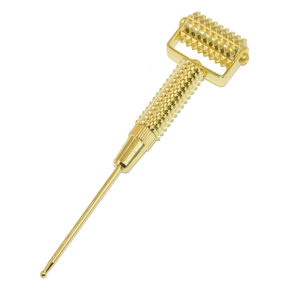

2021 health care metal spring roller stick facial acupuncture face probe needle massager, Silver/gold
