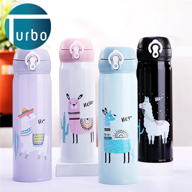 

New style 2020 best sell in UK personalized Alpaca Printed double insulated vacuum bottle sport hot and cold water bottle 500ml, Multiple colors