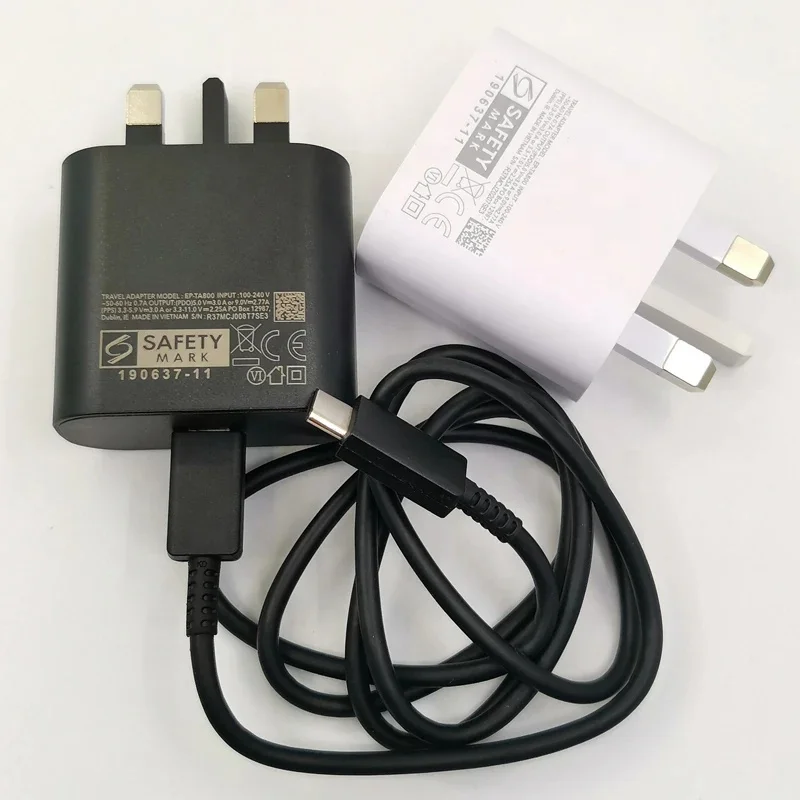 

Original UK 25W Super Fast Charging Adapter EP-TA800 Travel Charger For Samsung Galaxy S20 ultra note10 +, Black/white