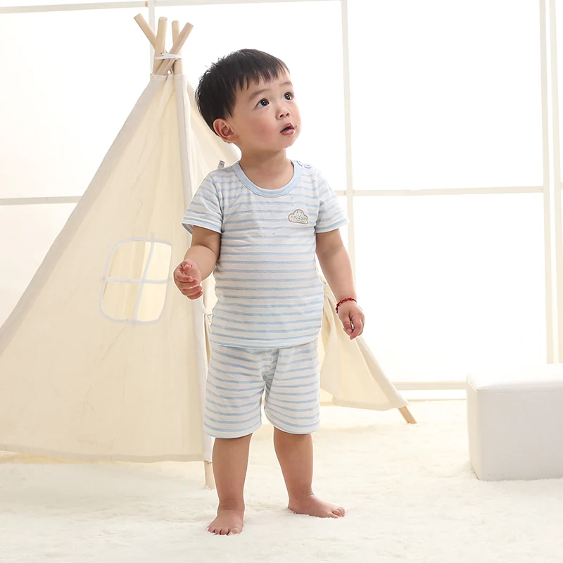 

Summer new children's short-sleeved T-shirt suit boys and girls bamboo fiber baby short-sleeved shorts two-piece suit, Picture