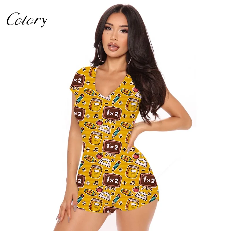 

Colory Onesie Short Sleeve Sexy Women Onesie Pajamas Summer Romper 2021, Picture shows