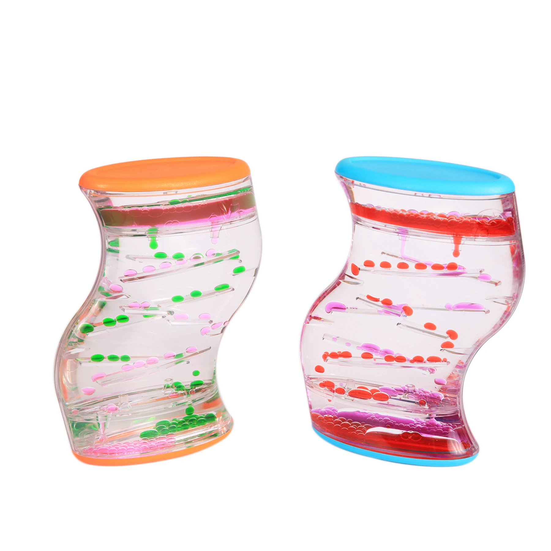 

S Shape Liquid Motion Bubbler Liquid Timer For Sensory Toys Plastic Oil Timer, Clear