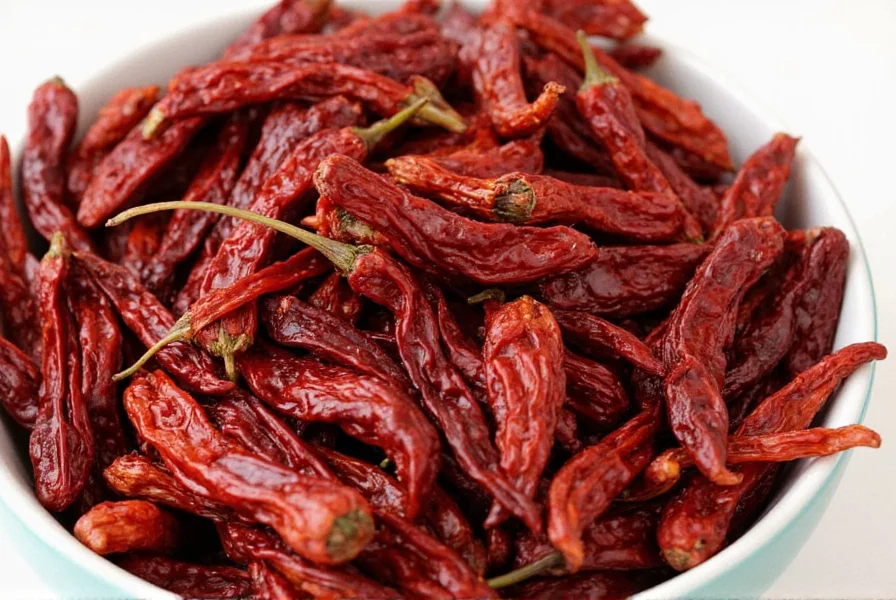 Salsa with visible chiles de arbol pieces