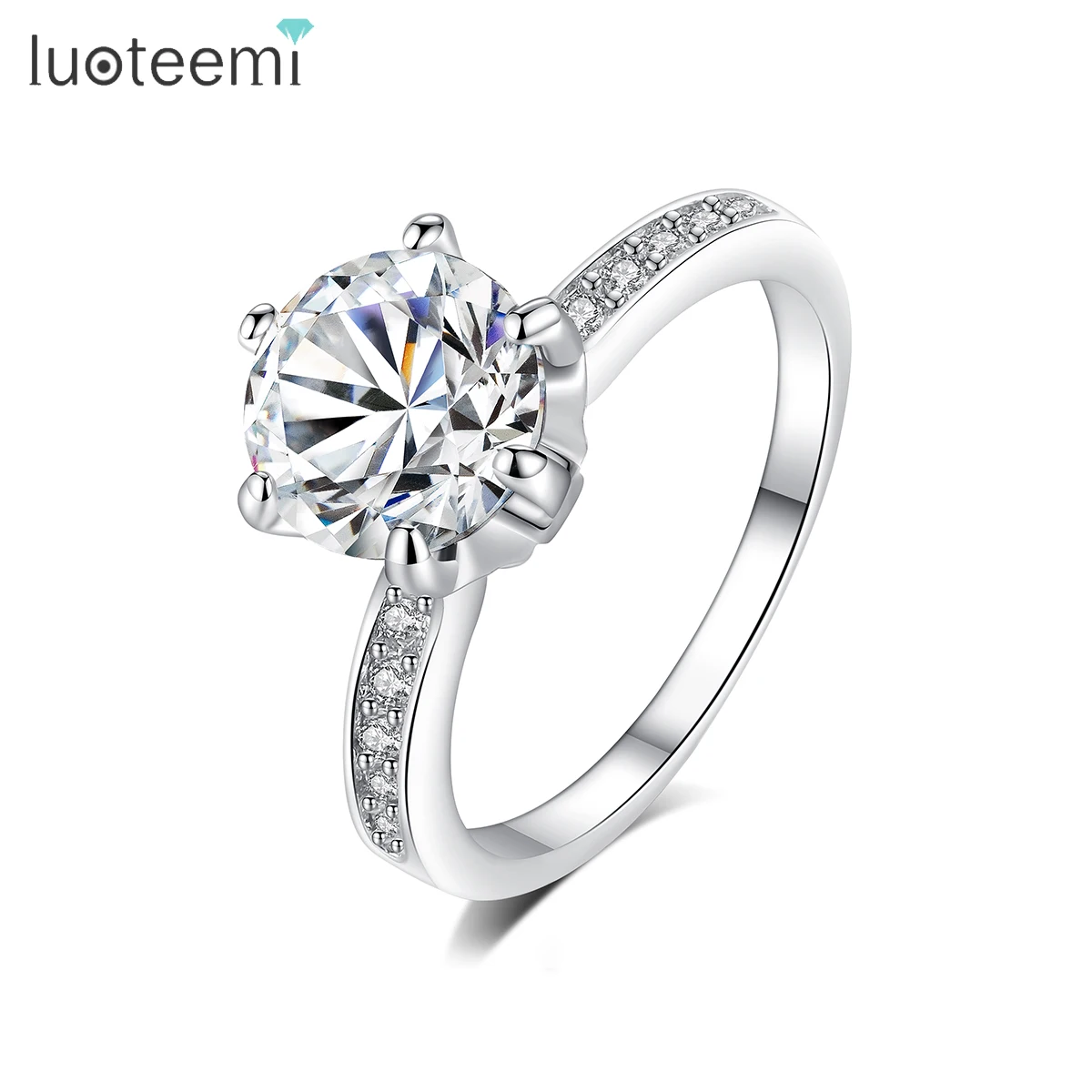 

LUOTEEMI Custom Women Ring Jewelry Engagement Ring Bridal Fashion Platinum Plated Wedding Rings For Lady