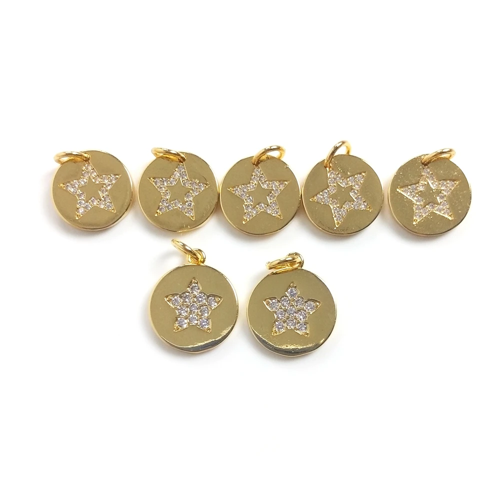 

Hot selling Fantasy Small Round Pendants Gold Plated star Charm DIY Necklace Jewelry Accessories for women Accept Custom Design, Multi color