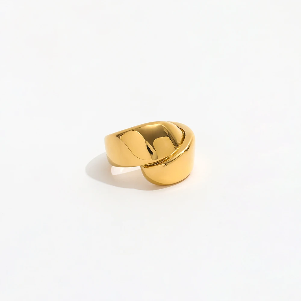 High End Tarnish Free PVD Gold Plated Band Cross Rings Stainless Steel Fashion Jewelry