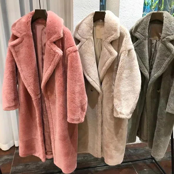 

lamb shearling thick windproof custom fur coat quality fur jacket long fur coat