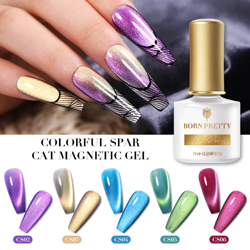 

BORN PRETTY 2021 New Trend Spar Cat Magnetic Gel Nail Polish Soak Off Gel Varnish UV LED Gel, 9 color for choose