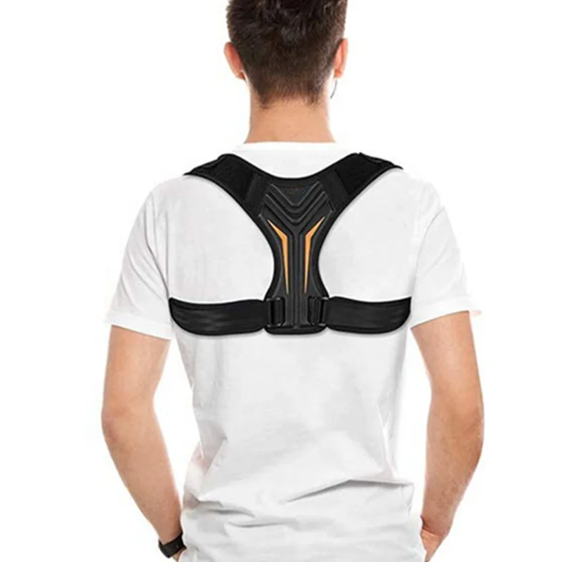 

Back Experts Recommend Shoulder Back Posture Brace, Black with gold line